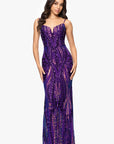 "Christine" Spaghetti Strap Floor Length Sequin Dress