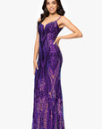 "Christine" Spaghetti Strap Floor Length Sequin Dress