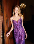 "Christine" Spaghetti Strap Floor Length Sequin Dress