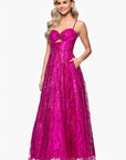"Anya" Long Glitter Mesh Keyhole Cutout Ballgown