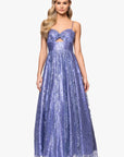 "Anya" Long Glitter Mesh Keyhole Cutout Ballgown
