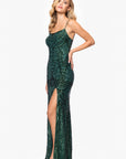"Cleo" Long Square Neck Sequin Pattern Dress