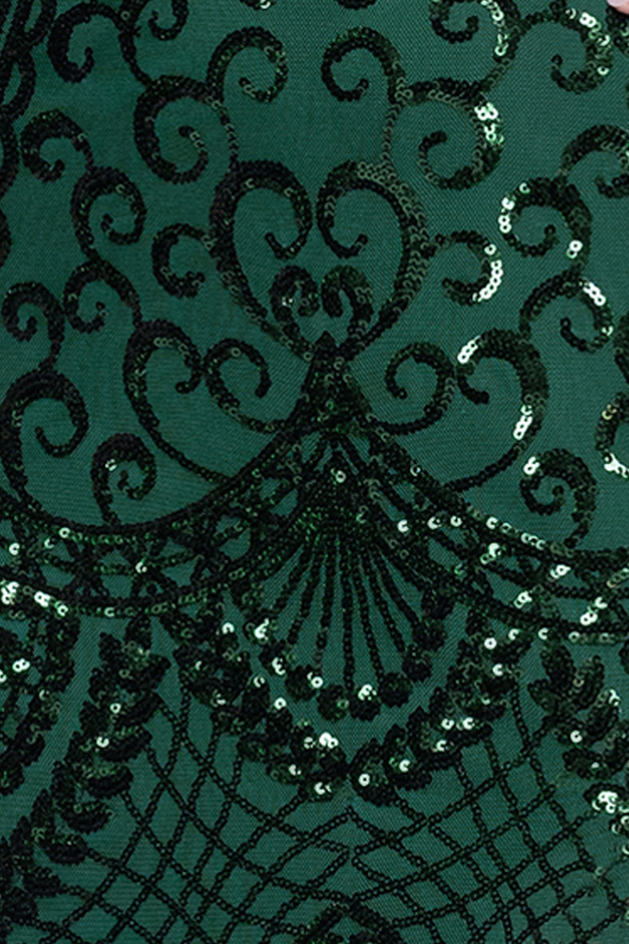 "Cleo" Long Square Neck Sequin Pattern Dress