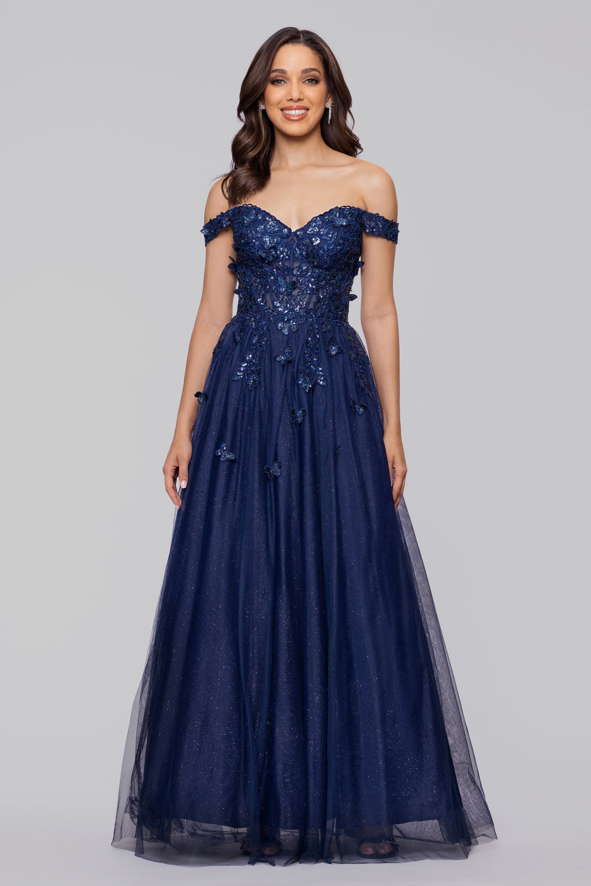 blondie nites navy blue prom dress Sexy Long Glitter Prom Dress: Blondie Nites 5996BN Periwinkle / 0