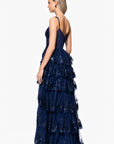 "Connie" Sequin Mesh Tiered Floor Length Dress