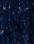 "Connie" Sequin Mesh Tiered Floor Length Dress