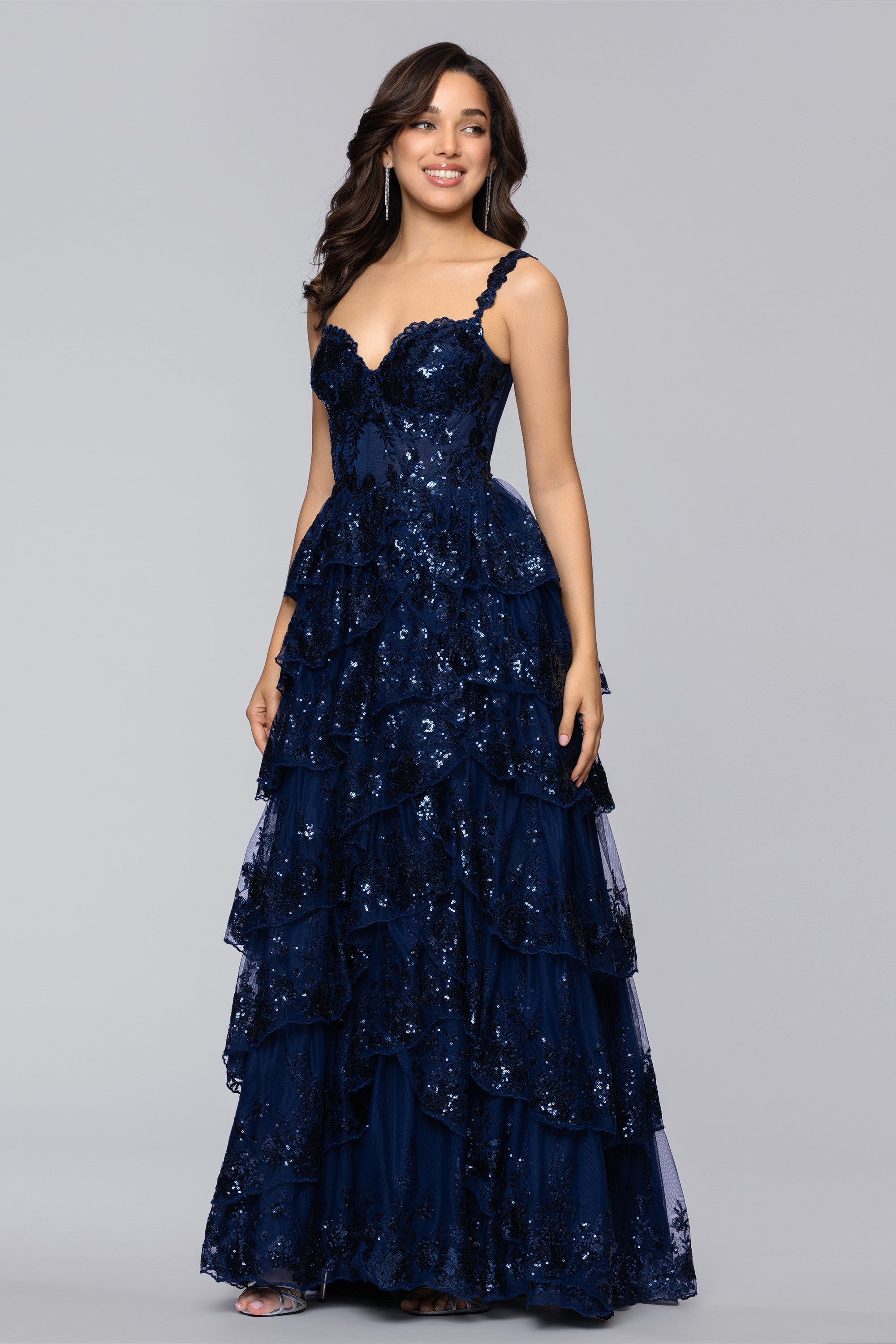 Blondie Nites Women's Sequin Layered Ruffle Ballgown - Black - Casual dresses Blondie Nites Women's Sequin Layered Ruffle Ballgown - Black - Casual dresses