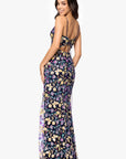 "Carmen" Sequin Pattern V-Neck Floor Length Dress