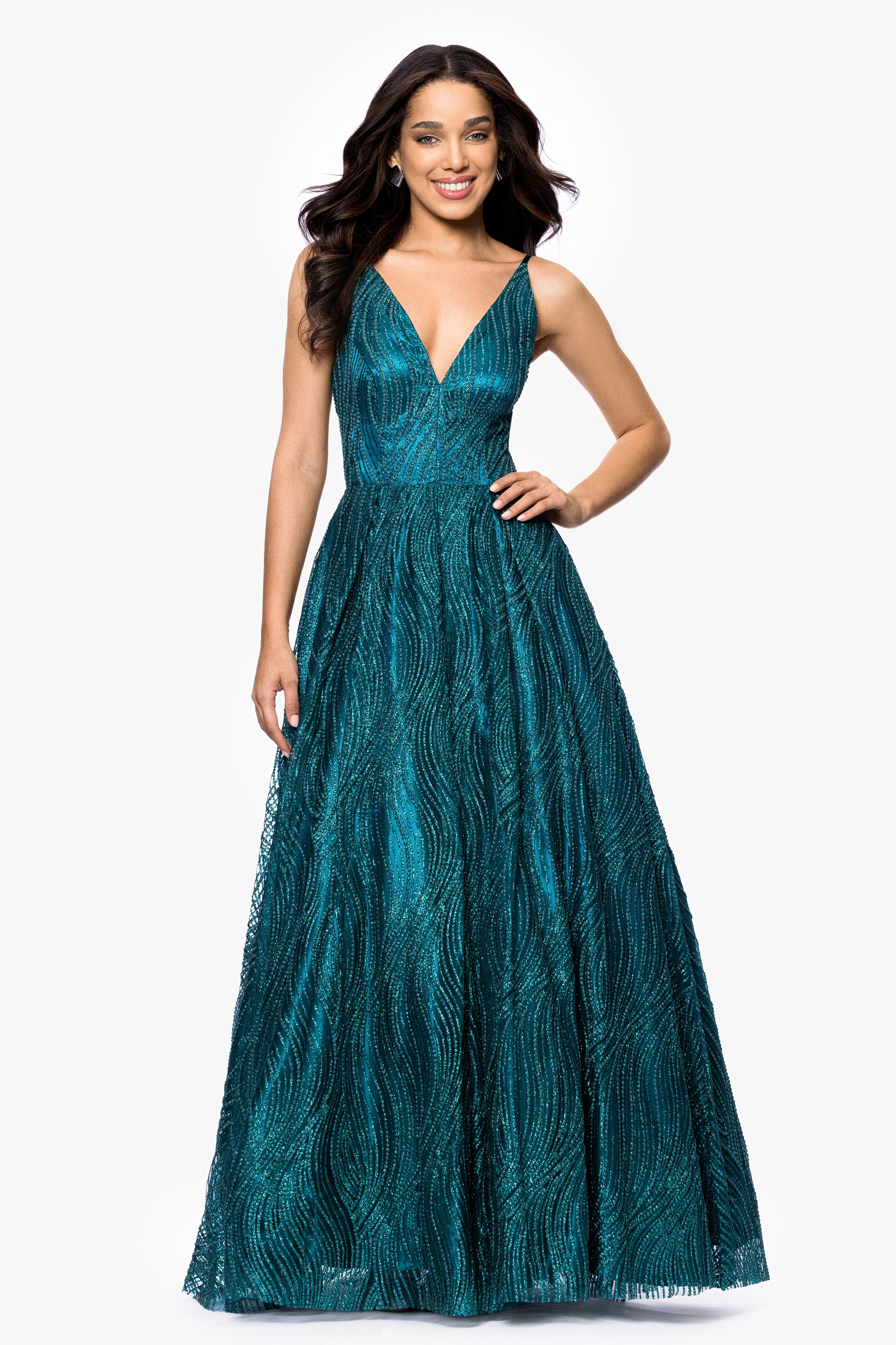 Gianna" Glitter Mesh Tieback Floor Length Dress Blondie Nites Gianna" Glitter Mesh Tieback Floor Length Dress Blondie Nites