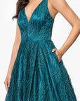 "Gianna" Glitter Mesh Tieback Floor Length Dress