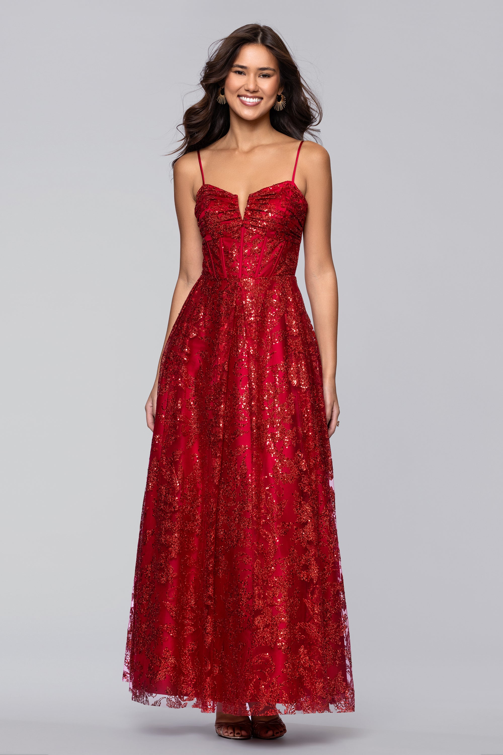 Lory Glitter A-Line Floor Length Dress | Blondie Nites Red / 1 Lory Glitter A-Line Floor Length Dress | Blondie Nites Red / 1