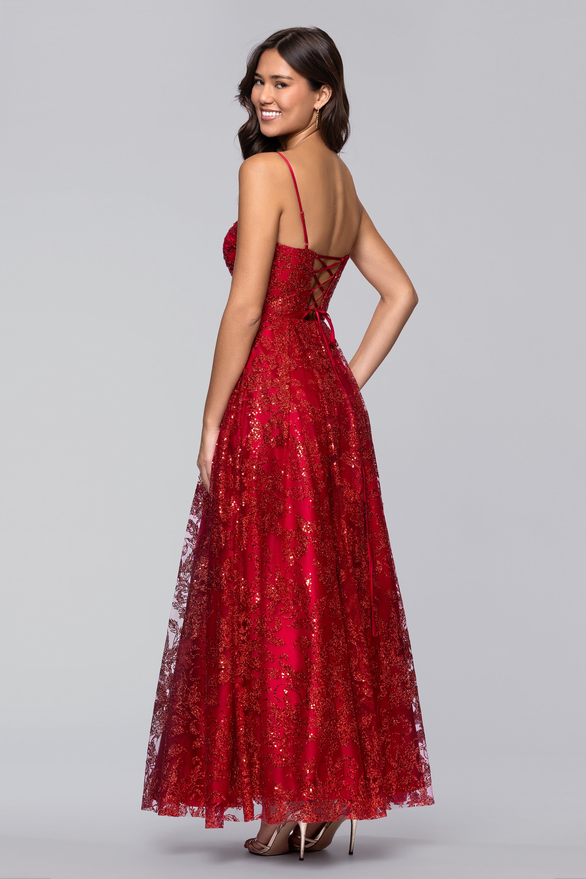 Lory Glitter A-Line Floor Length Dress | Blondie Nites Red / 3 Lory Glitter A-Line Floor Length Dress | Blondie Nites Red / 3