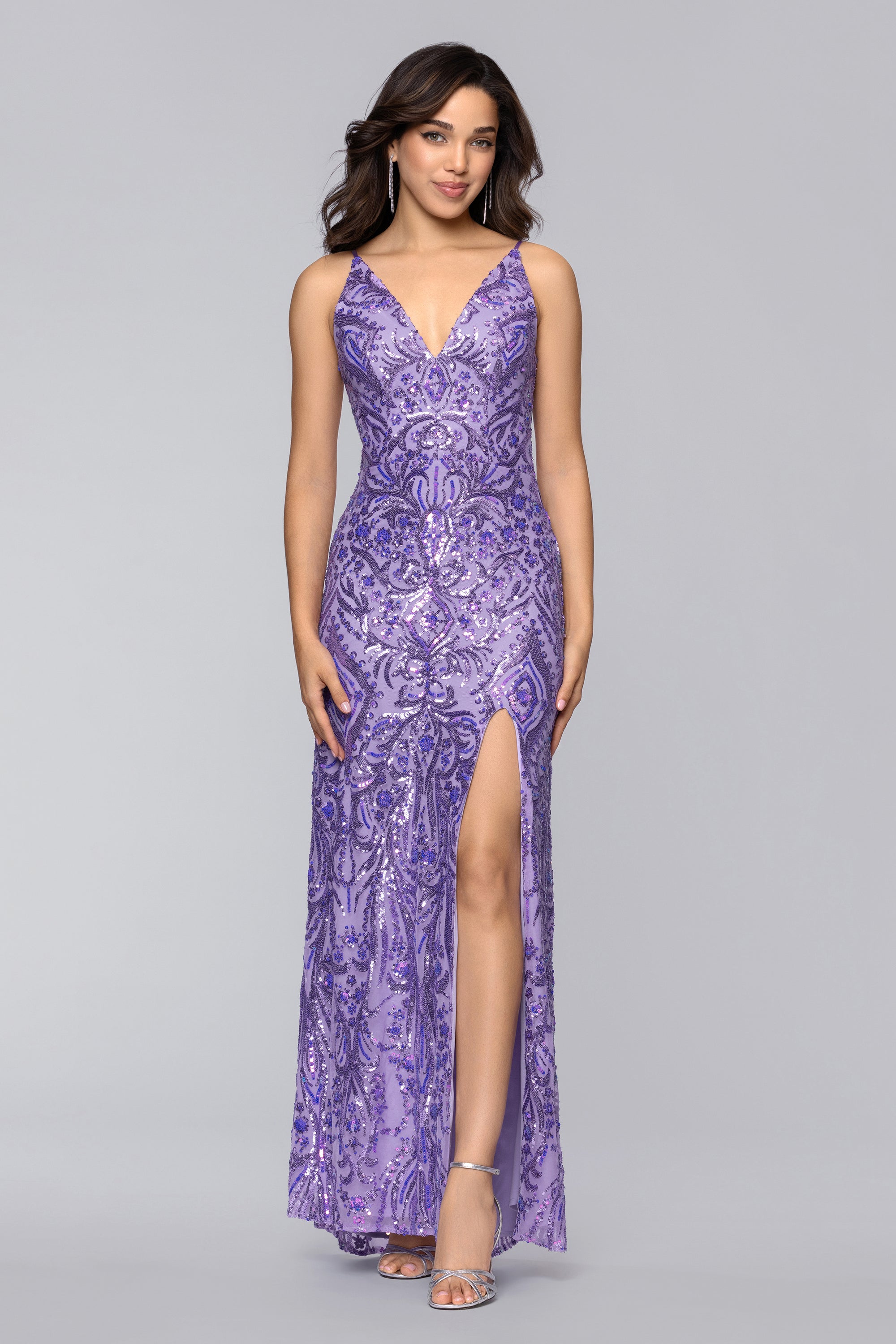 Lulu V-Neck Sequin Pattern Floor Length Dress | Blondie Nites Red / 11 Lulu V-Neck Sequin Pattern Floor Length Dress | Blondie Nites Red / 11