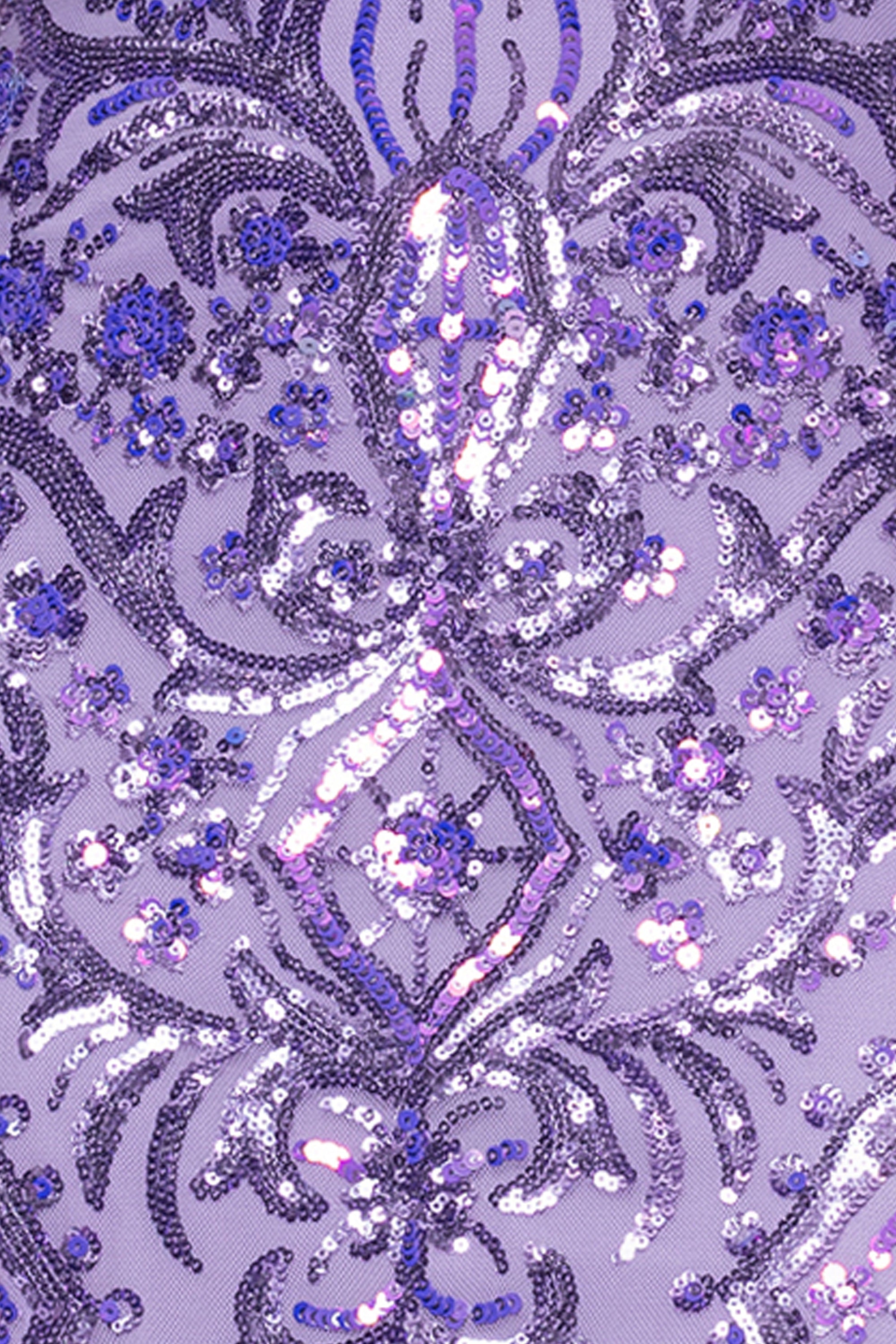 "Lulu" V-Neck Sequin Pattern Floor Length Dress