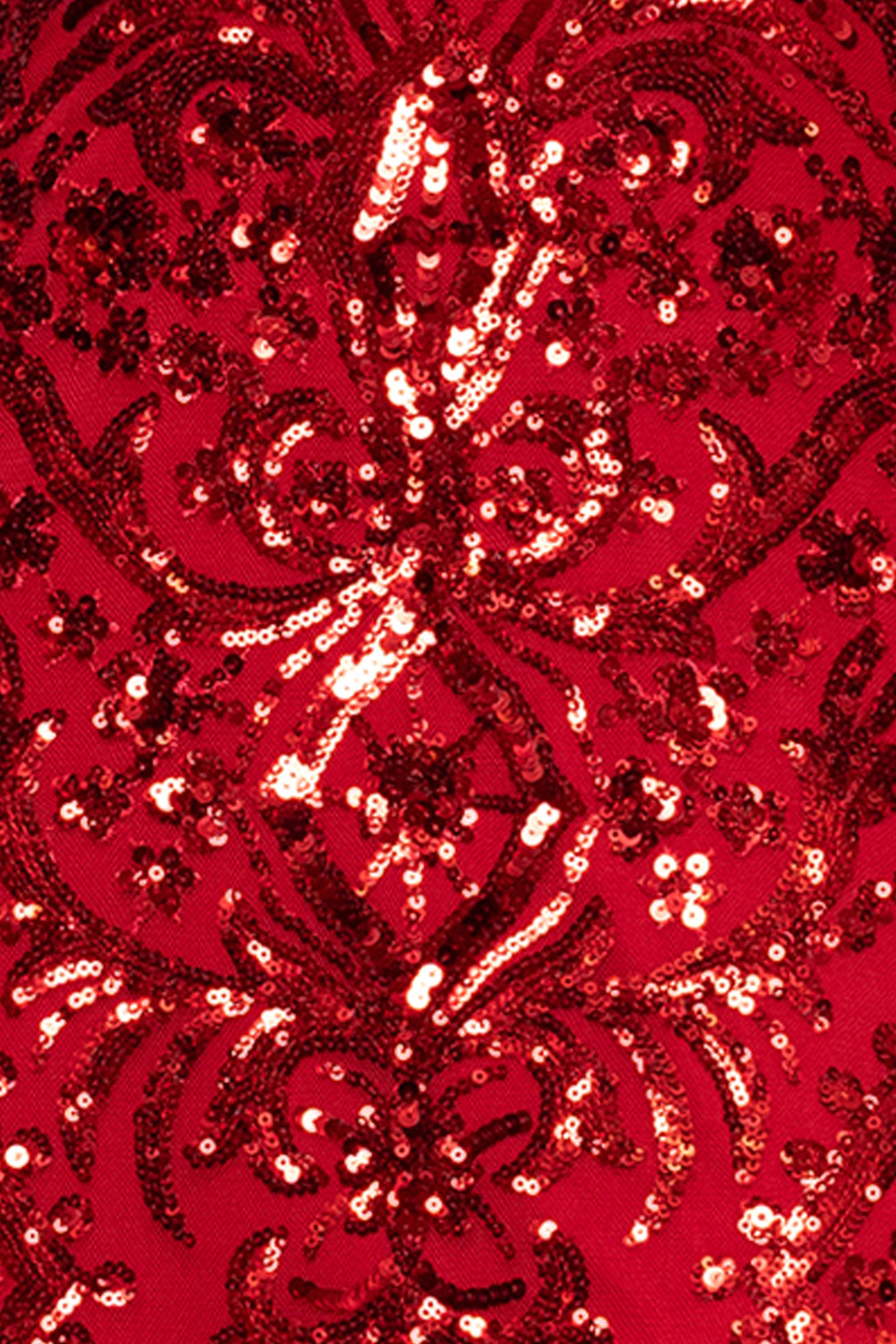 "Lulu" V-Neck Sequin Pattern Floor Length Dress