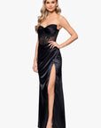 "Irina" Satin Embellished Corset Floor Length Dress