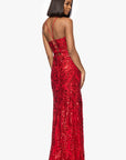 "Jessa" V-Neck Sequin Patter Floor Length Dress
