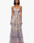 "Chelsea" Mesh Tiered Ruffle Corset Floor Length Dress