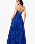 "Kelly" Long Glitter Sweetheart Neckline Gown