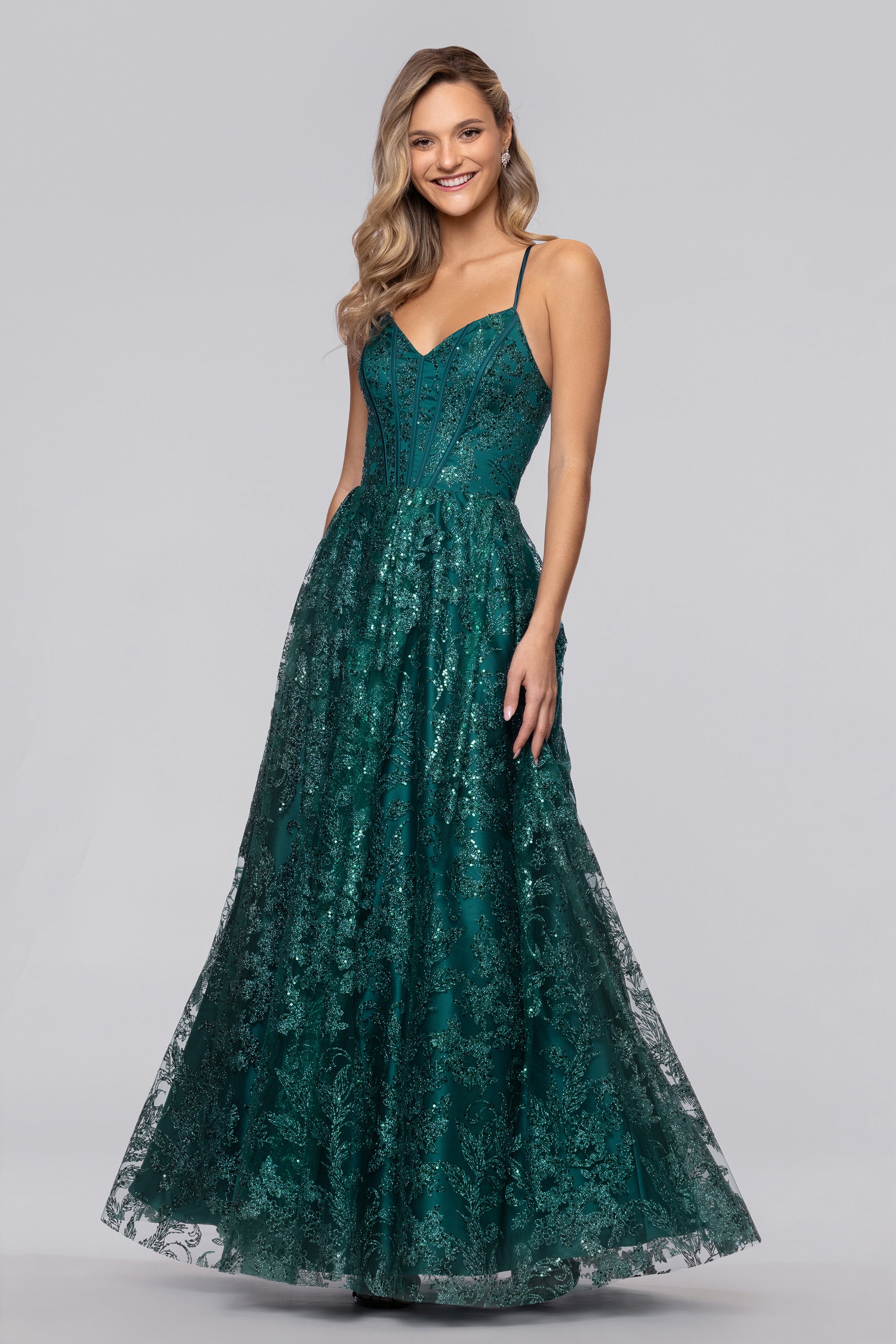 Kelly Long Glitter Sweetheart Neckline Gown - Teal / 11 Kelly Long Glitter Sweetheart Neckline Gown - Teal / 11