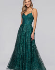 "Kelly" Long Glitter Sweetheart Neckline Gown