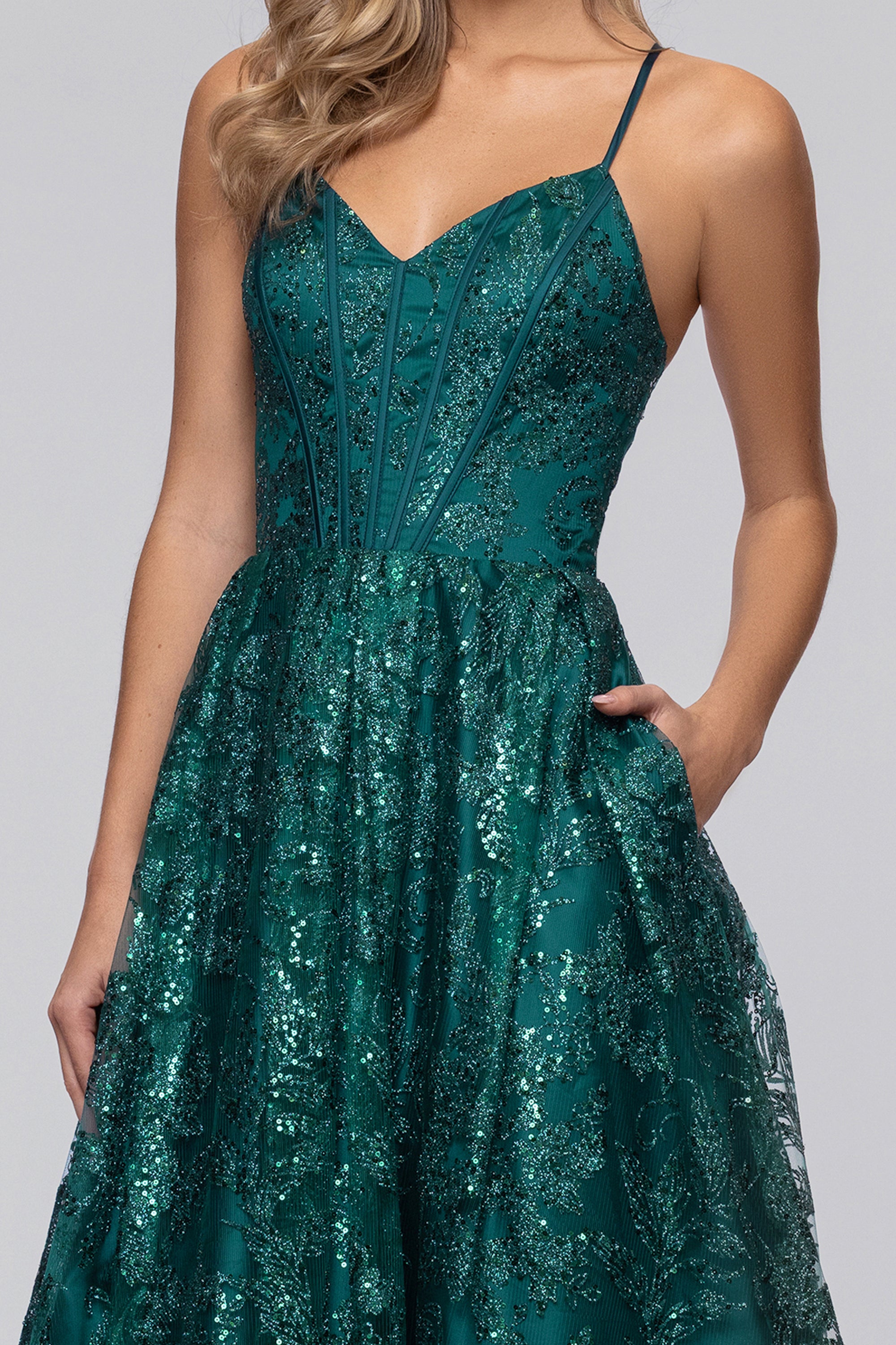 Kelly Long Glitter Sweetheart Neckline Gown - Teal / 11 Kelly Long Glitter Sweetheart Neckline Gown - Teal / 11