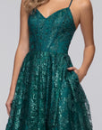 "Kelly" Long Glitter Sweetheart Neckline Gown