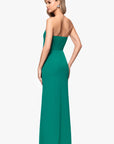 "Reese" Long Scuba Strapless Ruched Dress