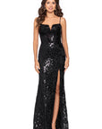 "Maisie" Sequin Lace V-Neck Floor Length Dress