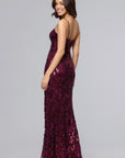 "Maisie" Sequin Lace V-Neck Floor Length Dress