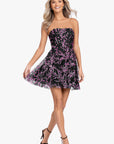 "Susan" Short Flower Mesh Strapless Dress