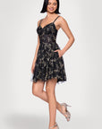 "Rachel" Caviar Glitter Tieback Short Dress
