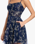 "Graclyn" Caviar Glitter Illusion Bodice Short Party Dress