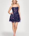 "Graclyn" Caviar Glitter Illusion Bodice Short Party Dress