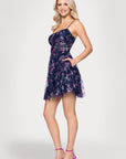"Graclyn" Caviar Glitter Illusion Bodice Short Party Dress