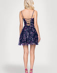 "Graclyn" Caviar Glitter Illusion Bodice Short Party Dress