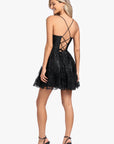 "Prue" Short Pinch Neck Glitter Party Dress