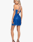 "Maxine" Glitter Mesh Spaghetti Strap Short Dress