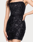 "Deena" Sequin Pattern Corset Short Dress
