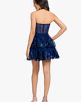 "Jacey" Mesh Sequin Embellished Halter Neck Short Dress
