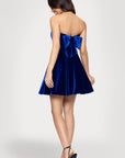 "Lisa" Velvet Strapless Bow Back Short Dress