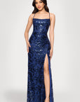 "Dora" Long Corset Sequin Lace Dress