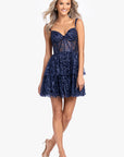 "Amanda" Short Illusion Glitter Tier Party Dress
