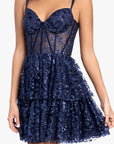 "Amanda" Short Illusion Glitter Tier Party Dress