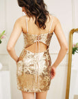 "Rosie" Sequin Tieback Spaghetti Strap Short Dress