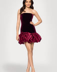 Blondie Nites "Karina" Velvet Strapless Satin Bubble Skirt Short Dress