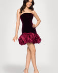 Blondie Nites "Karina" Velvet Strapless Satin Bubble Skirt Short Dress
