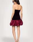 Blondie Nites "Karina" Velvet Strapless Satin Bubble Skirt Short Dress