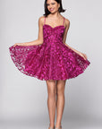 "Maddison" Glitter Mesh Sweetheart Neck Short Dress