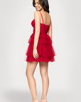 "Joanie" Mesh Corset Ruffle Short Dress